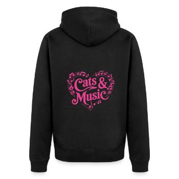 Katzen und Musik Musiknoten und Notenlinien - Unisex Premium Bio Zip Hoodie - Schwarz - Hinten - Nico (187cm)