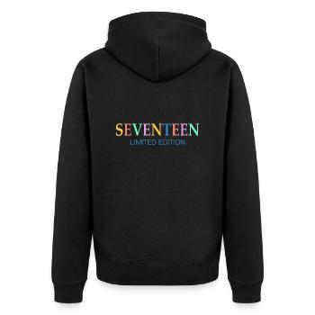 17. Geburtstag Geschenk Siebzehn Retro - Unisex Premium Bio Zip Hoodie - Schwarz - Hinten - Nico (187cm)