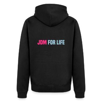 JDM for Life - Unisex Premium Organic Zip Hoodie - black - Back - Nico (187cm)