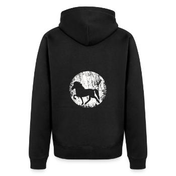 Icelandic Horse: Islandpferd Pferd Pony Merch - Unisex Premium Bio Zip Hoodie - Schwarz - Hinten - Nico (187cm)