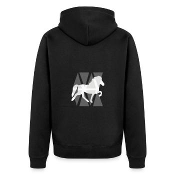 Icelandic Horse: Islandpferd Pferd Pony Merch - Unisex Premium Bio Zip Hoodie - Schwarz - Hinten - Nico (187cm)