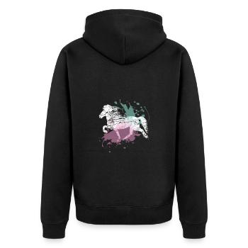 Icelandic Horse: Islandpferd Pferd Pony Merch - Unisex Premium Bio Zip Hoodie - Schwarz - Hinten - Nico (187cm)