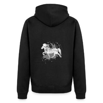 Icelandic Horse: Islandpferd Pferd Pony Merch - Unisex Premium Bio Zip Hoodie - Schwarz - Hinten - Nico (187cm)