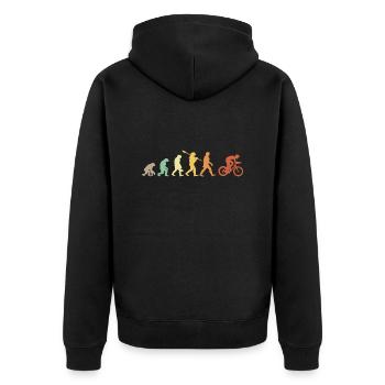 Evolution Cycliste Geschenkidee - Unisex Premium Bio Zip Hoodie - Schwarz - Hinten - Nico (187cm)