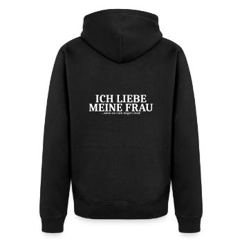 Ich liebe meine Frau Segeln Segelboot - Unisex Premium Bio Zip Hoodie - Schwarz - Hinten - Nico (187cm)