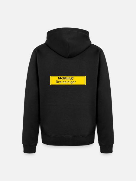 Dreibeiniger Achtungsschild Geschenk Geschenkidee - Unisex Premium Bio Zip Hoodie - Schwarz