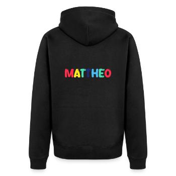 Nom - Mathéo - Veste à capuche bio Premium Unisexe - noir - Dos - Nico (187cm)