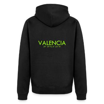 Valencia Spain Coordinates Latitude Longitude - Unisex Premium Organic Zip Hoodie - black - Back - Nico (187cm)