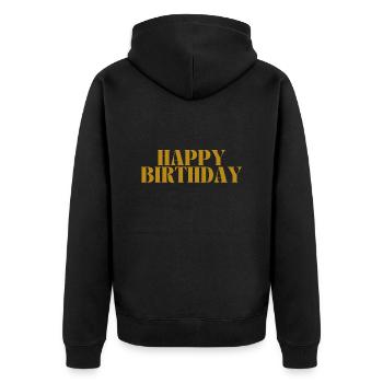 Happy Birthday - Unisex Premium Bio Zip Hoodie - Schwarz - Hinten - Nico (187cm)