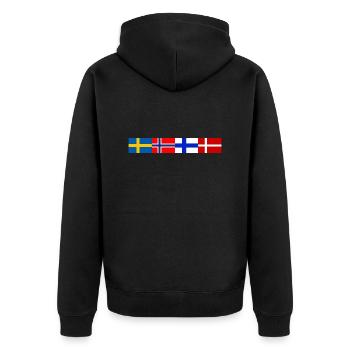 Scandinavian flags close together - Unisex Premium Bio Zip Hoodie - Schwarz - Hinten - Nico (187cm)