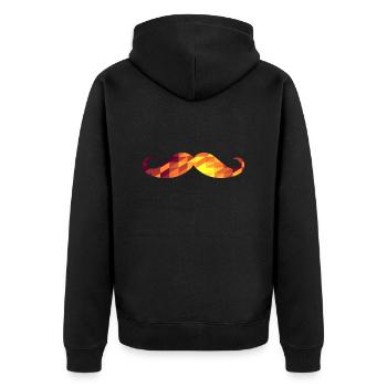 Moustache (Geometric Background) - Unisex Premium Bio Zip Hoodie - Schwarz - Hinten - Nico (187cm)