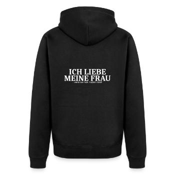 Ich liebe meine Frau Puzzel Spielen - Unisex Premium Bio Zip Hoodie - Schwarz - Hinten - Nico (187cm)