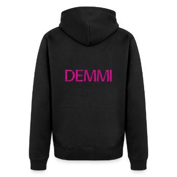 DEMMI | Remmi-Demmi | Partnerlook - Unisex Premium Bio Zip Hoodie - Schwarz - Hinten - Nico (187cm)
