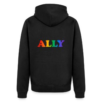Gay Pride Ally - Unisex Premium Organic Zip Hoodie - black - Back - Nico (187cm)