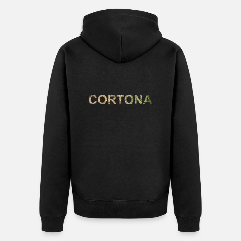 Cortona Mapa - Unisex Premium Bio Zip Hoodie - Schwarz