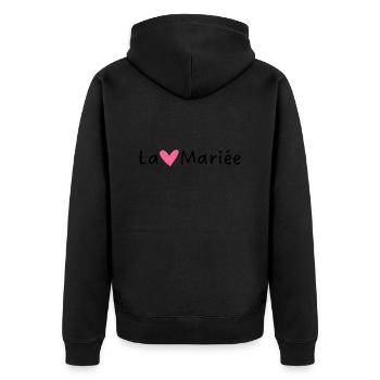 Die Braut Rosa Herz - Unisex Premium Bio Zip Hoodie - Schwarz - Hinten - Nico (187cm)