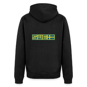 Schwedisch - Unisex Premium Bio Zip Hoodie - Schwarz - Hinten - Nico (187cm)