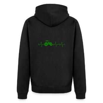 Traktor Herzschlag Bauer Bauernhof - Unisex Premium Bio Zip Hoodie - Schwarz - Hinten - Nico (187cm)