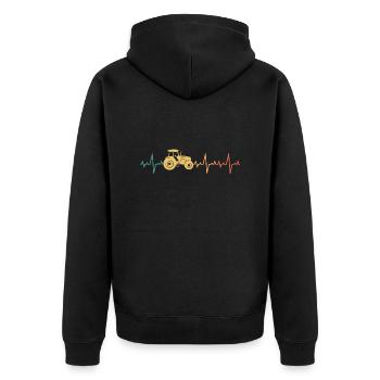 Tractor Heartbeat Retro Farmer - Unisex Premium Organic Zip Hoodie - black - Back - Nico (187cm)