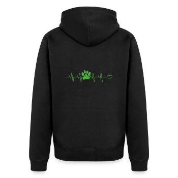 Pfote Herzschlag Hund Haustier - Unisex Premium Bio Zip Hoodie - Schwarz - Hinten - Nico (187cm)