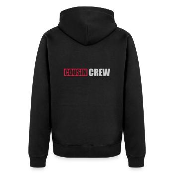 Logo Cousin Crew Équipe - Veste à capuche bio Premium Unisexe - noir - Dos - Nico (187cm)