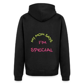 C’est drôle ma mère dit que je suis une famille spéciale en disant - Veste à capuche bio Premium Unisexe - noir - Dos - Nico (187cm)