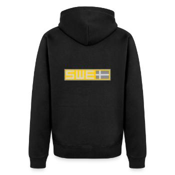 Taktische Flagge Schwedens - Unisex Premium Bio Zip Hoodie - Schwarz - Hinten - Nico (187cm)