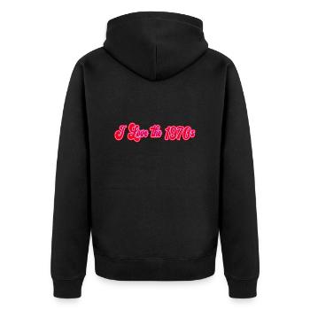 I love the 1970s - Unisex Premium Organic Zip Hoodie - black - Back - Nico (187cm)