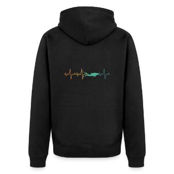 Tauchen Herzschlag Taucher diving - Unisex Premium Bio Zip Hoodie - Schwarz - Hinten - Nico (187cm)