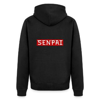 Senpai Japan - Unisex Premium Bio Zip Hoodie - Schwarz - Hinten - Nico (187cm)