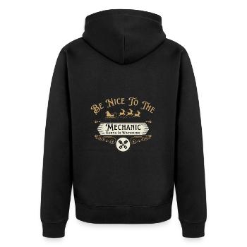 Soyez gentil avec le mécanicien que le Père Noël regarde - Veste à capuche bio Premium Unisexe - noir - Dos - Nico (187cm)