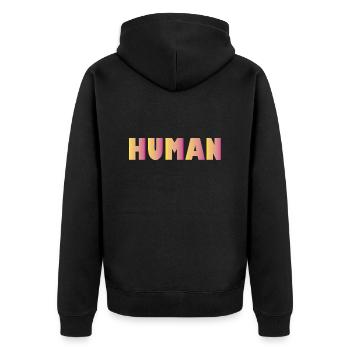 Humane - Unisex Premium Organic Zip Hoodie - black - Back - Nico (187cm)