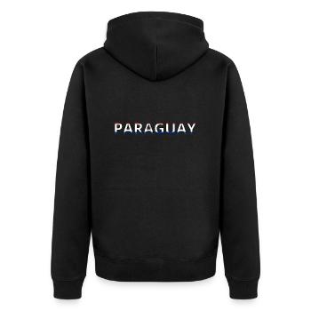 Flag of Paraguay - Unisex Premium Organic Zip Hoodie - black - Back - Nico (187cm)
