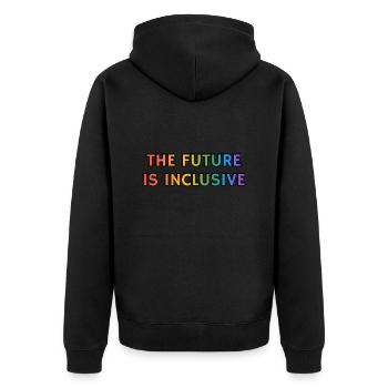 Die Zukunft ist inklusiv Gay Pride LGBTQ-Rechte - Unisex Premium Bio Zip Hoodie - Schwarz - Hinten - Nico (187cm)