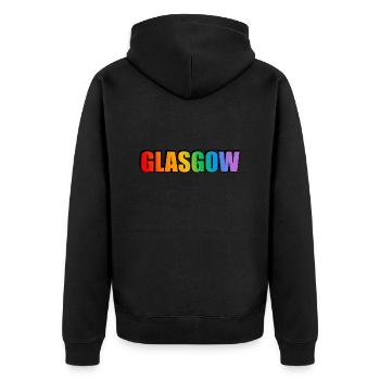 Glasgow Gay Regenbogen LGBT Pride - Unisex Premium Bio Zip Hoodie - Schwarz - Hinten - Nico (187cm)