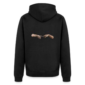 Creation Adam Michelangelo * Left hand of God - Unisex Premium Organic Zip Hoodie - black - Back - Nico (187cm)