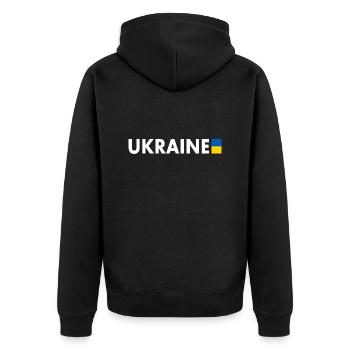 Ukraine - Unisex Premium Organic Zip Hoodie - black - Back - Nico (187cm)