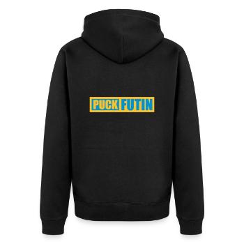 Conception du logo Puck Futin - Veste à capuche bio Premium Unisexe - noir - Dos - Nico (187cm)