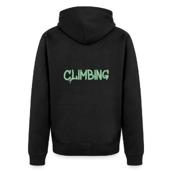 Klettern Bouldern - Unisex Premium Bio Zip Hoodie - Schwarz - Hinten - Nico (187cm)