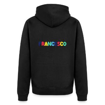 Name - Francesco - Unisex Premium Bio Zip Hoodie - Schwarz - Hinten - Nico (187cm)
