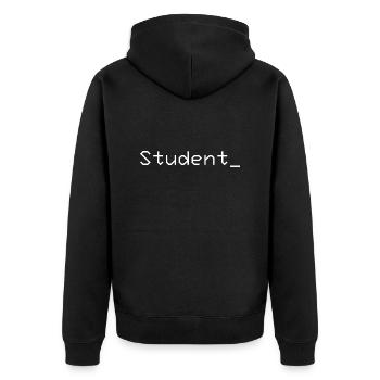 Student_ Logo Weiß - Unisex Premium Bio Zip Hoodie - Schwarz - Hinten - Nico (187cm)