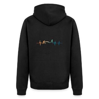 Triathlon-Herzschlag - Unisex Premium Bio Zip Hoodie - Schwarz - Hinten - Nico (187cm)