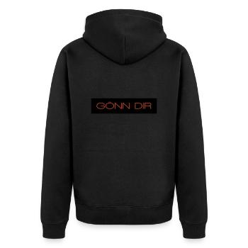 Goenn dir - 2 Farben - Unisex Premium Bio Zip Hoodie - Schwarz - Hinten - Nico (187cm)