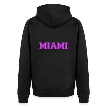 Miami États-Unis Palm Trees Beach Sun America Floride Logo - Veste à capuche bio Premium Unisexe - noir - Dos - Nico (187cm)