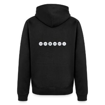 Listen - Unisex Premium Organic Zip Hoodie - black - Back - Nico (187cm)