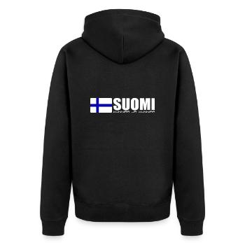 Finnland Ruhm und ehre Krieg Flagge - Unisex Premium Bio Zip Hoodie - Schwarz - Hinten - Nico (187cm)