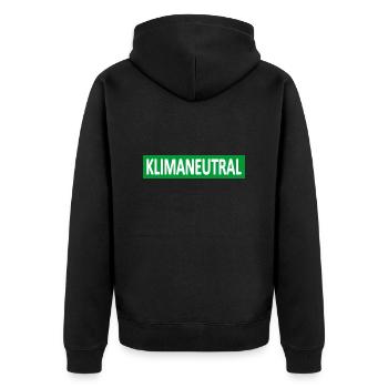 Klimaneutral-Klima-Statement - Unisex Premium Bio Zip Hoodie - Schwarz - Hinten - Nico (187cm)