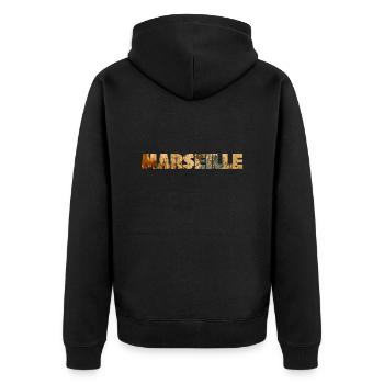 MARSEILLE COLORFUL - Unisex Premium Organic Zip Hoodie - black - Back - Nico (187cm)