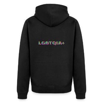LGBTQI 3 - Unisex Premium Bio Zip Hoodie - Schwarz - Hinten - Nico (187cm)