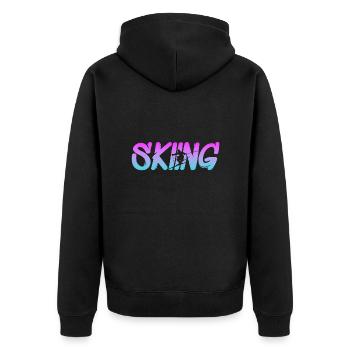 skiing - Unisex Premium Bio Zip Hoodie - Schwarz - Hinten - Nico (187cm)